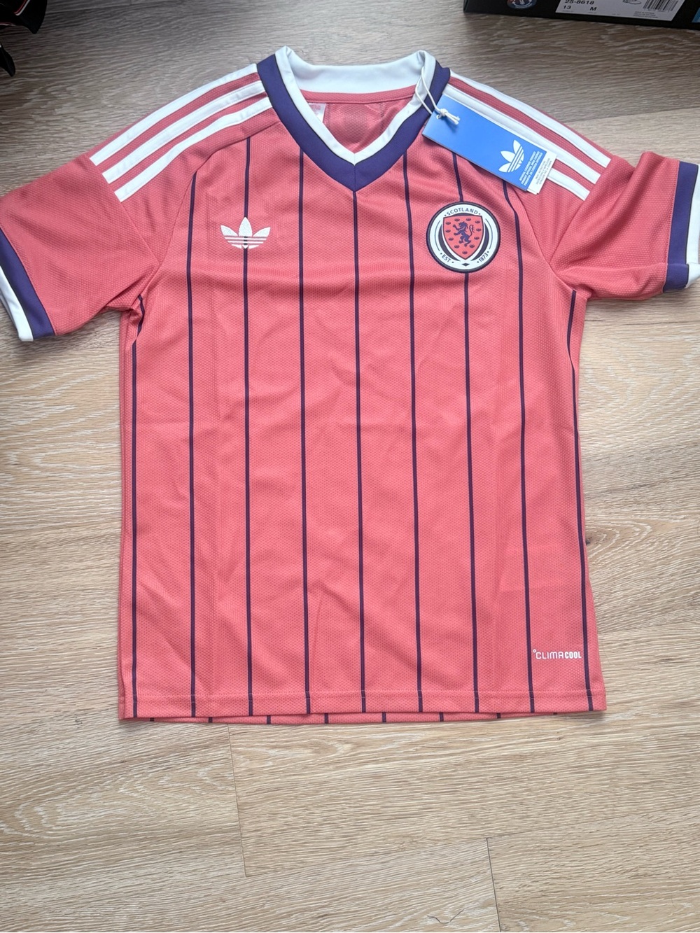 adidas Pink and Navy Scotland Kids Football Jersey